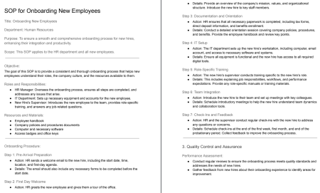 Standard operating procedure example of a step-by-step SOP