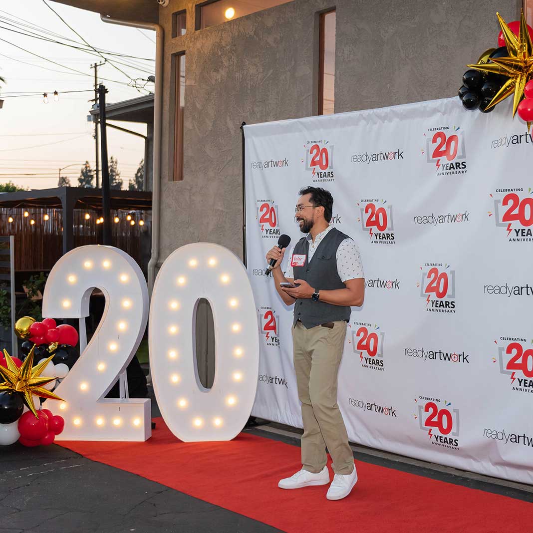 Victor Huynh - Cofounder of Ready Artwork giving speech at 20th Anniversary Event 